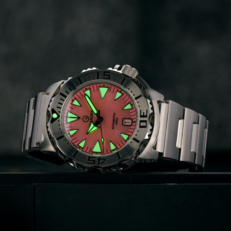 Islander Coral Mother of Pearl Dial Automatic Dive Watch #ISL-142 lume