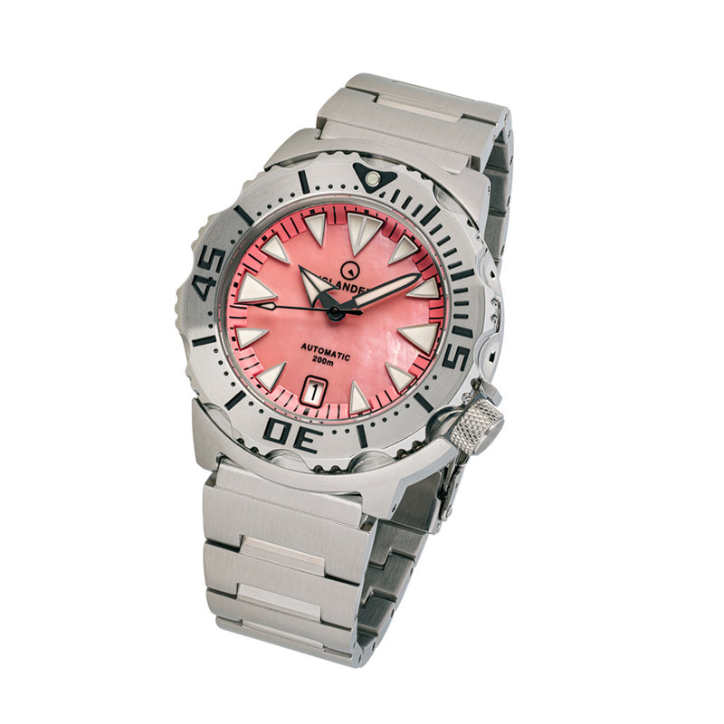 Islander Coral Mother of Pearl Dial Automatic Dive Watch #ISL-142 tilt