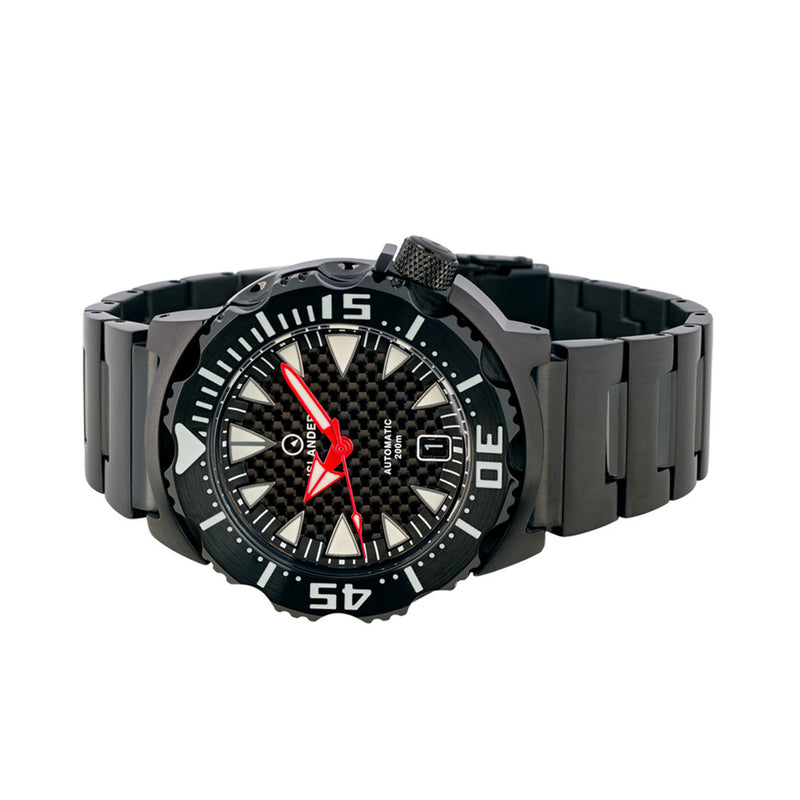 Islander Carbon Fiber Dial Automatic Dive Watch with DLC Case and Bracelet #ISL-144 side