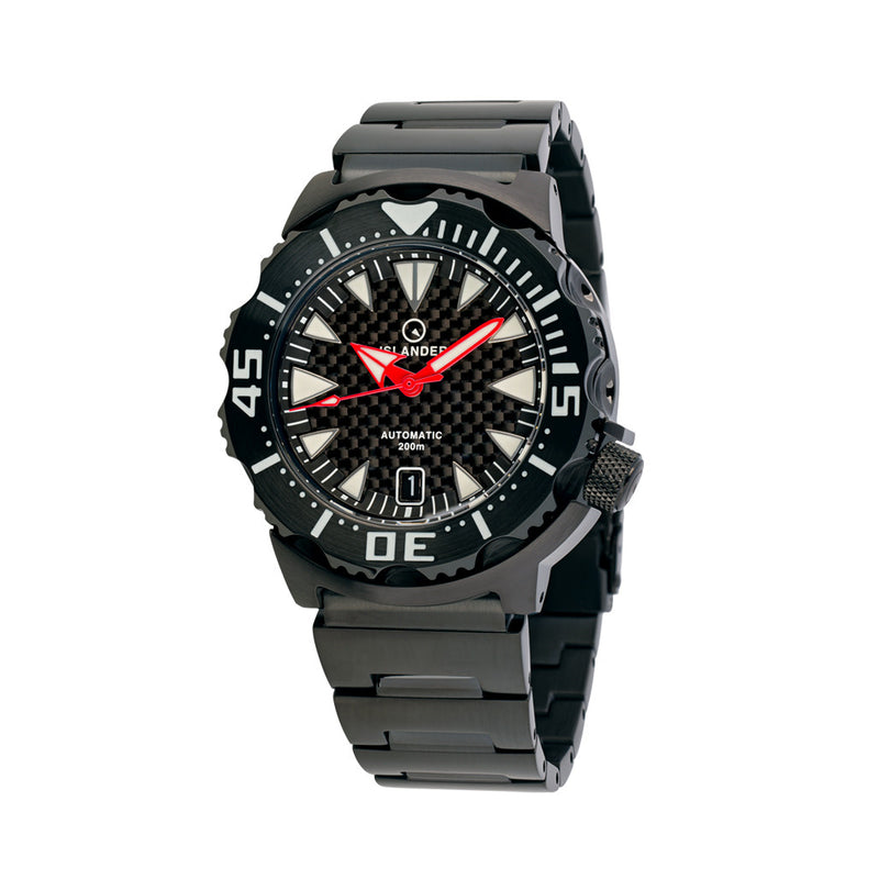 Islander Carbon Fiber Dial Automatic Dive Watch with DLC Case and Bracelet #ISL-144