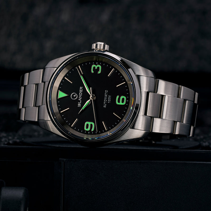 Islander Manhasset 36mm Automatic Watch with Black Dial #ISL-145 lume