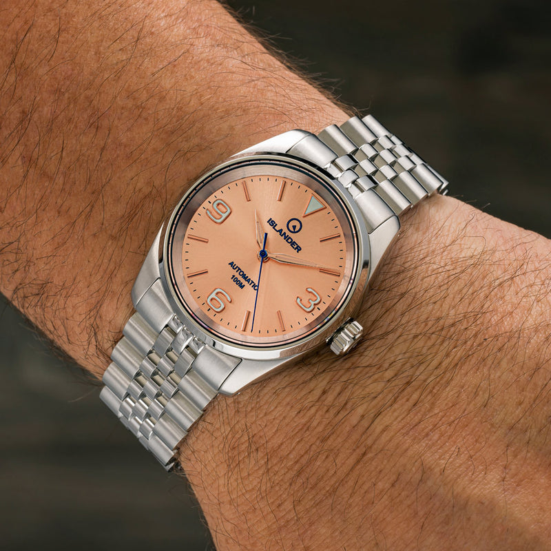 Islander Manhasset 36mm Automatic Watch with Rose Gold Dial #ISL-146 wrist