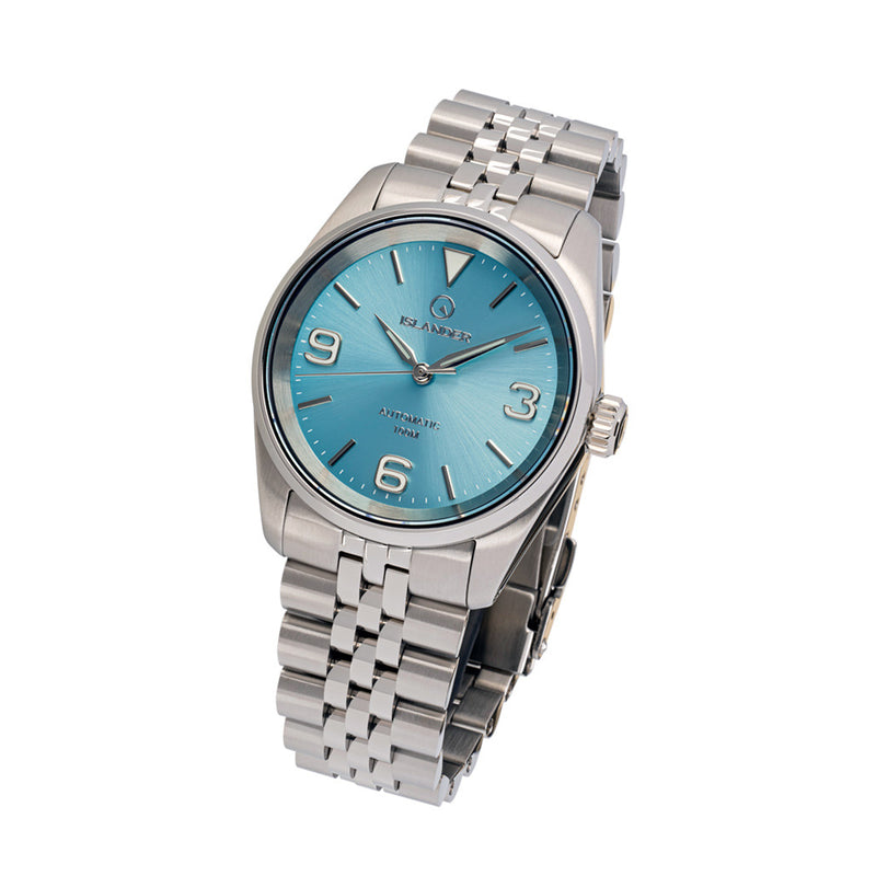 Islander Manhasset 36mm Automatic Watch with Ice Blue Dial #ISL-148 tilt