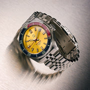 Islander 43mm Automatic Dive Watch with Sunburst Gold Dial and Maroon Accents #ISL-149 lifestyle