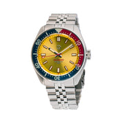 Islander 43mm Automatic Dive Watch with Sunburst Gold Dial and Maroon Accents #ISL-149