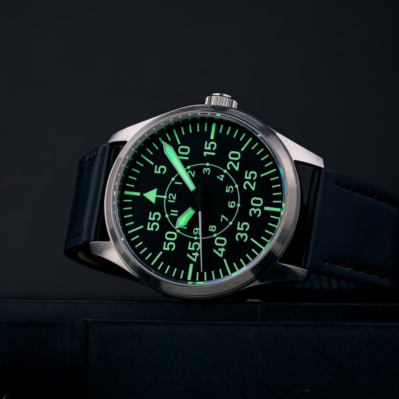 Islander Aviator Automatic Watch with Leather Strap and an Anti-Reflective Sapphire Crystal #ISL-15