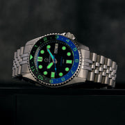 Islander 38mm Automatic "Batman" Dual Time Dive Watch #ISL-150 lume
