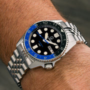 Islander 38mm Automatic "Batman" Dual Time Dive Watch #ISL-150 wrist