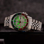 Islander 38mm Automatic "PAN AM" Dual Time Dive Watch #ISL-151 lume