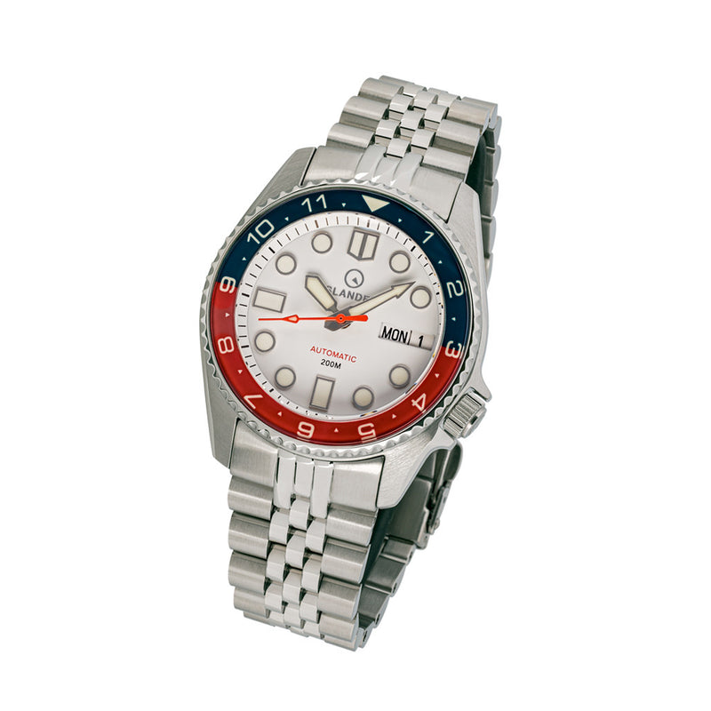 Islander 38mm Automatic "PAN AM" Dual Time Dive Watch #ISL-151 tilt