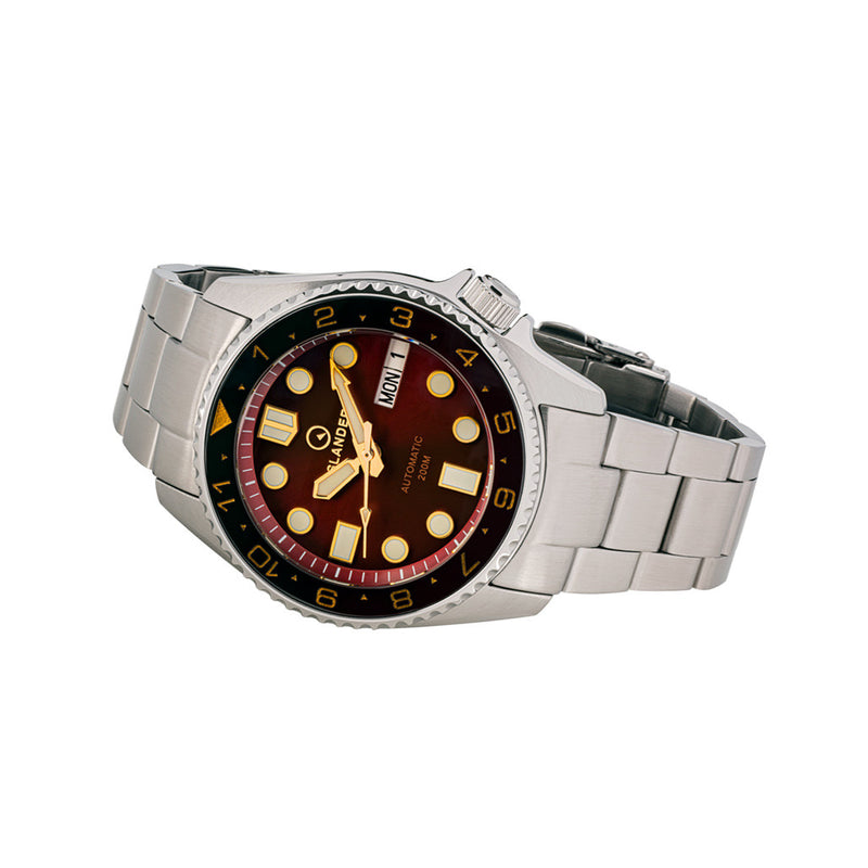 Islander 38mm Automatic "Root Beer" Dual Time Dive Watch #ISL-152 side