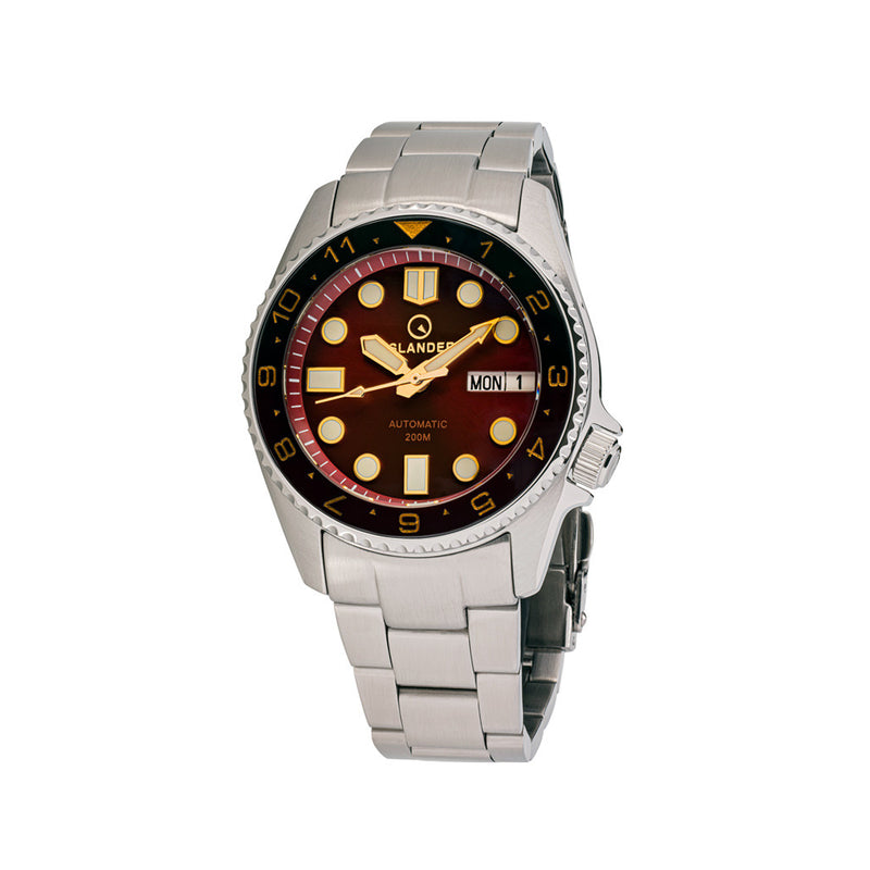 Islander 38mm Automatic "Root Beer" Dual Time Dive Watch #ISL-152