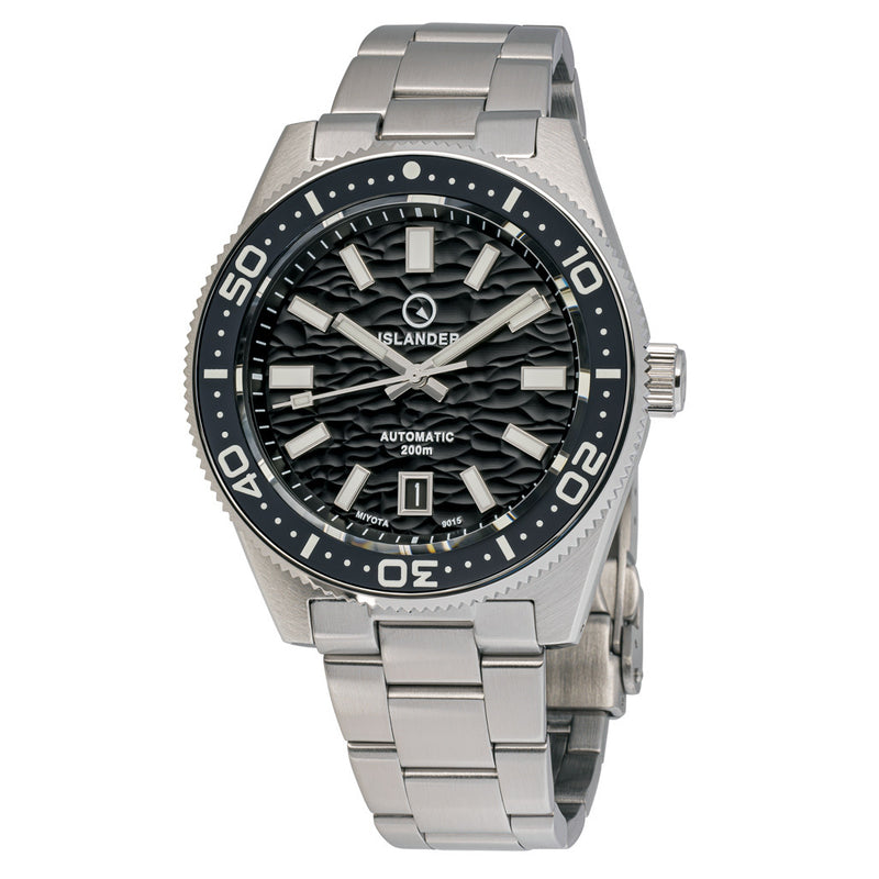 Islander Northport Hi-Beat Automatic Dive Watch with Black Ripple Dial #ISL-154 zoom