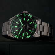 Islander Northport Hi-Beat Automatic Dive Watch with Black Ripple Dial #ISL-154 lume
