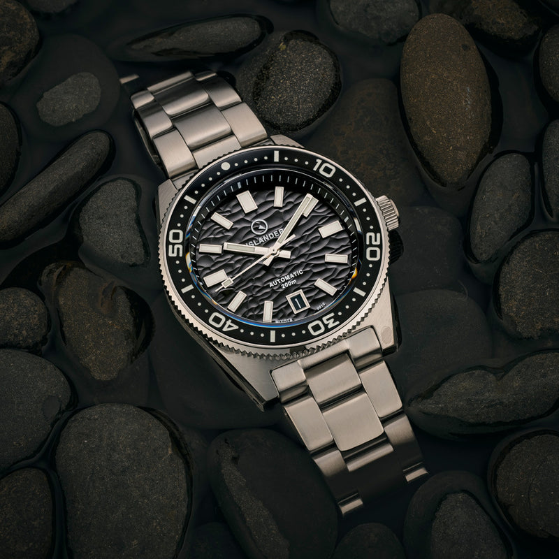 Islander Northport Hi-Beat Automatic Dive Watch with Black Ripple Dial #ISL-154 lifestyle