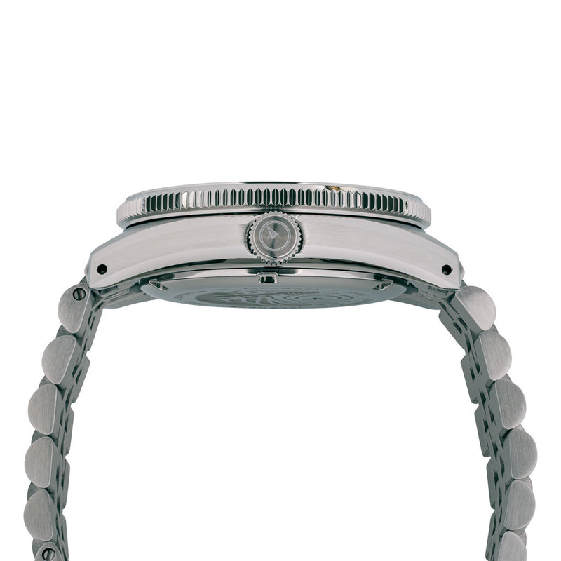 Islander Northport Hi-Beat Automatic Dive Watch with Ocean Blue and White Ripple Dial #ISL-195 crown