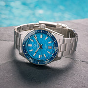 Islander Northport Hi-Beat Automatic Dive Watch with Turquoise Ripple Dial #ISL-156 life
