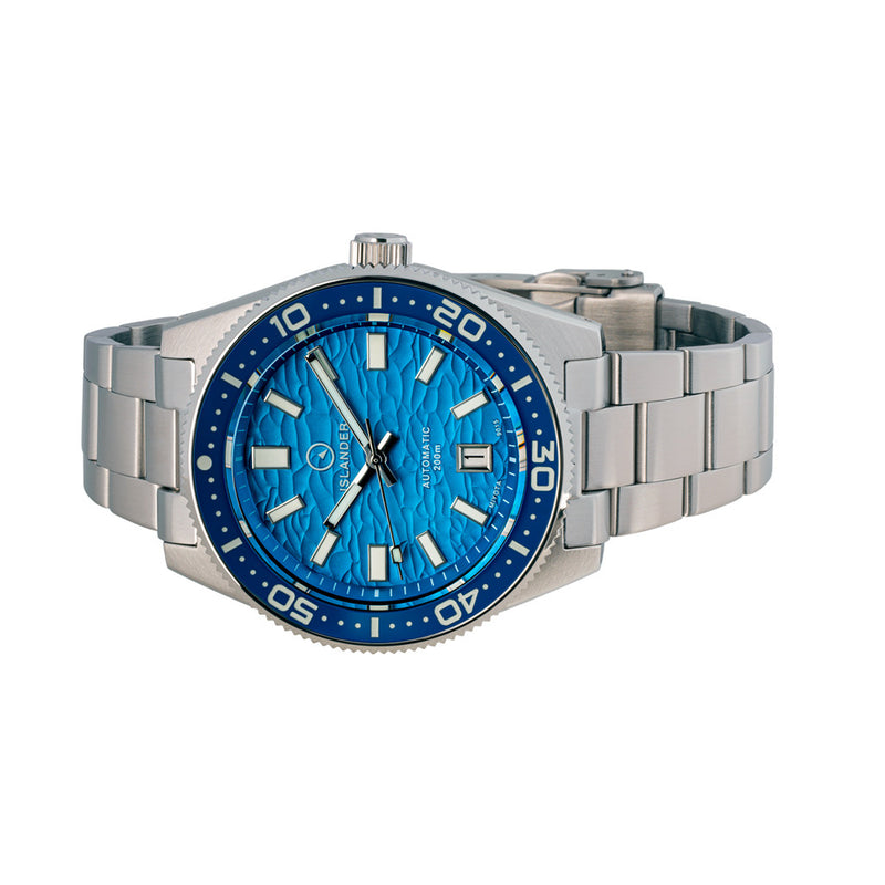 Islander Northport Hi-Beat Automatic Dive Watch with Turquoise Ripple Dial #ISL-156 side