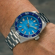 Islander Northport Hi-Beat Automatic Dive Watch with Turquoise Ripple Dial #ISL-156 wrist