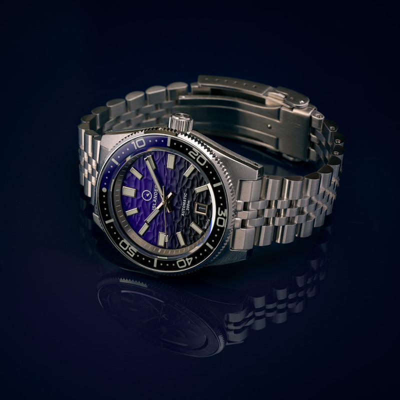 Islander Northport Hi-Beat Automatic Dive Watch with Black and Purple Ripple Dial #ISL-157 life