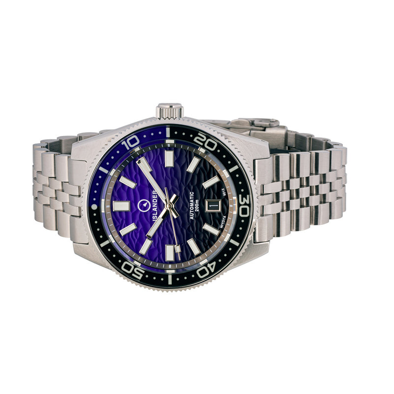 Islander Northport Hi-Beat Automatic Dive Watch with Black and Purple Ripple Dial #ISL-157 side