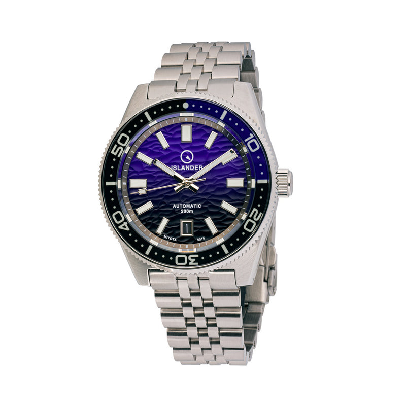 Islander Northport Hi-Beat Automatic Dive Watch with Black and Purple Ripple Dial #ISL-157