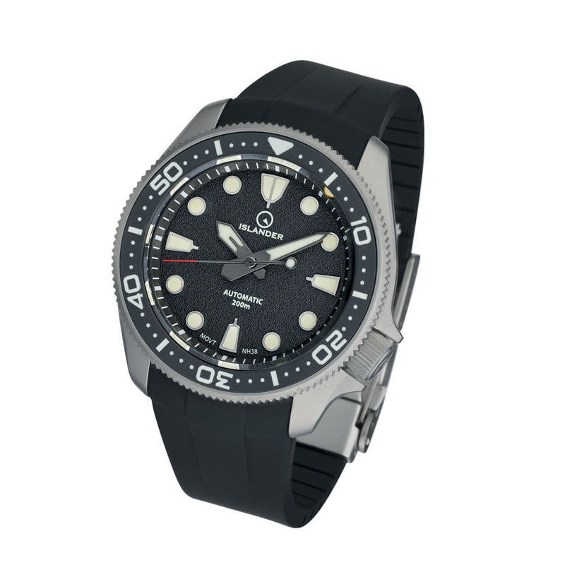 Islander Sands Point Titanium Diver with Black Sand Dial #ISL-158 tilt