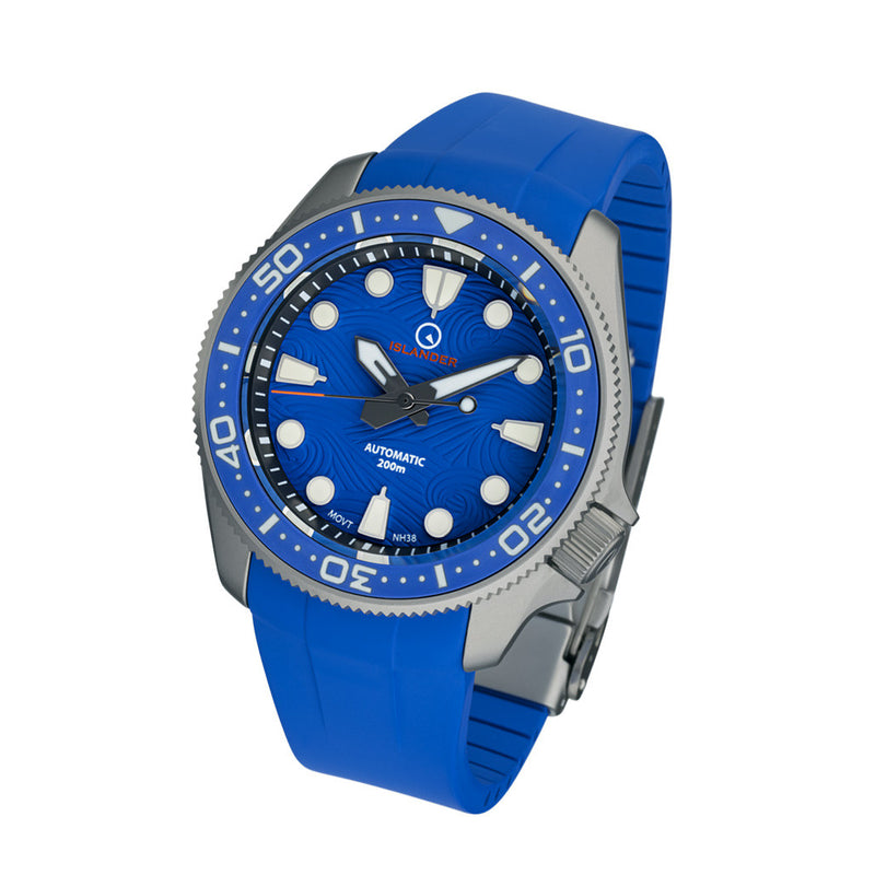 Islander Sands Point Titanium Diver with Blue Wave Dial #ISL-159 tilt