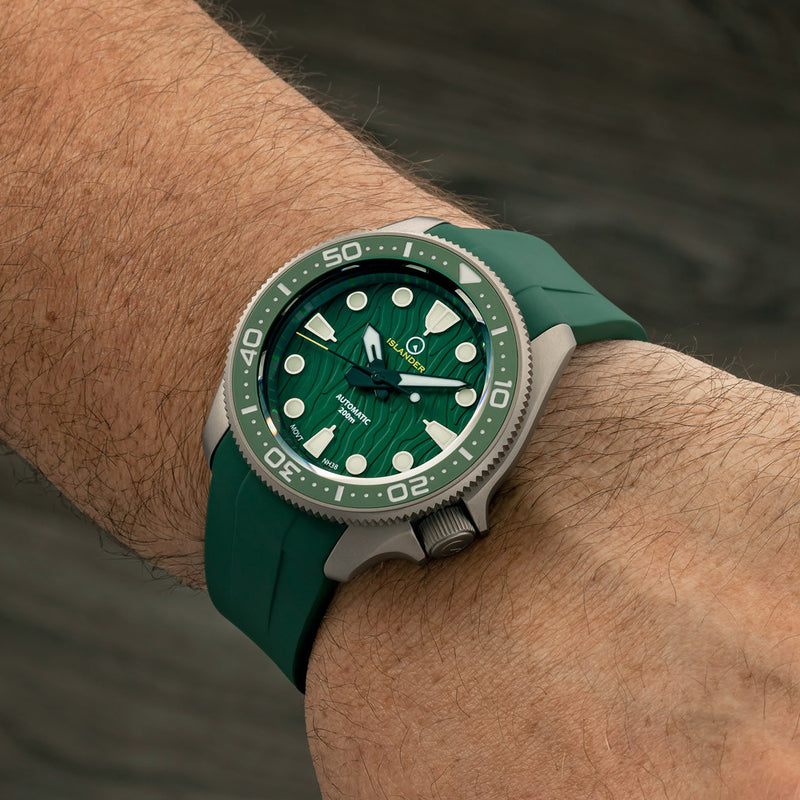 Islander Sands Point Titanium Diver with Green Kelp Dial #ISL-160 wrist