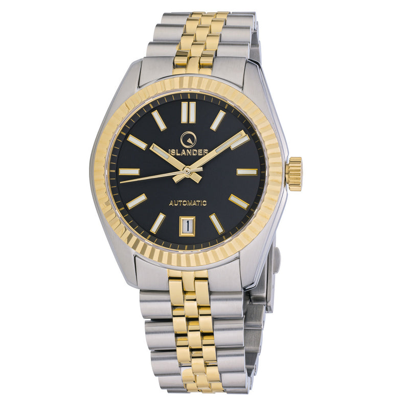 Islander Brookville Hi-Beat Automatic Two-Tone Dress Watch with Black Dial #ISL-162