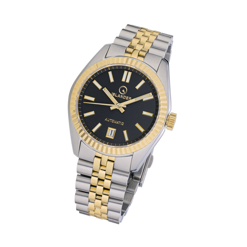 Islander Brookville Hi-Beat Automatic Two-Tone Dress Watch with Black Dial #ISL-162