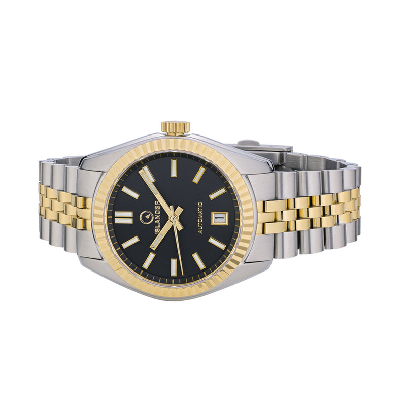 Islander Brookville Hi-Beat Automatic Two-Tone Dress Watch with Black Dial #ISL-162