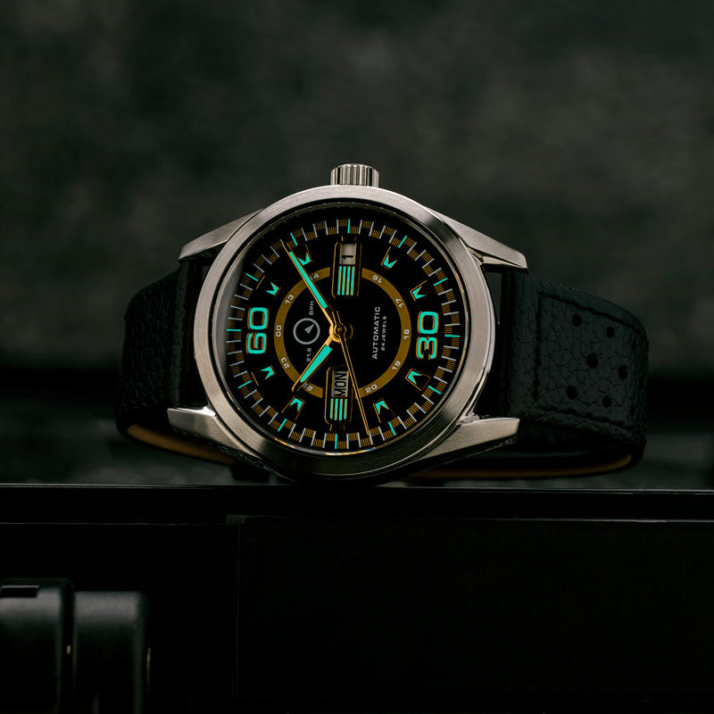 Islander DPA Automatic Watch with Black and Gold Dial #ISL-163 lume