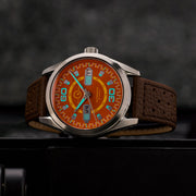 Islander Automatic Sport Watch with Red and Yellow Dial #ISL-164 lume