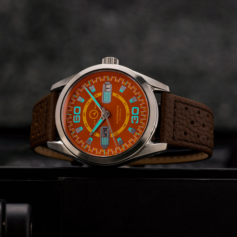 Islander Automatic Sport Watch with Red and Yellow Dial #ISL-164 lume