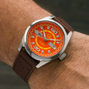 Islander Automatic Sport Watch with Red and Yellow Dial #ISL-164 wrist
