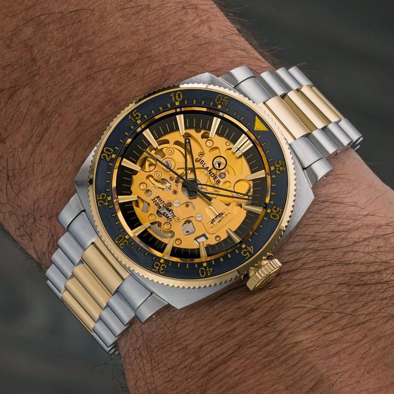 Islander Baiting Hollow Gilded Skeleton Dive Watch #ISL-165