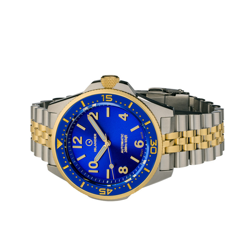 Islander Roslyn Two-Tone Dive Watch with Radiant Blue Dial #ISL-167 side
