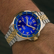 Islander Roslyn Two-Tone Dive Watch with Radiant Blue Dial #ISL-167 wrist