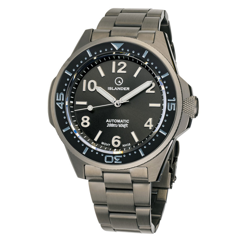 Islander Roslyn Gun Metal Dive Watch with Black Dial #ISL-168 zoom