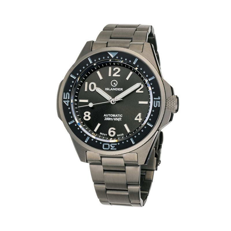 Islander Roslyn Gun Metal Dive Watch with Black Dial #ISL-168