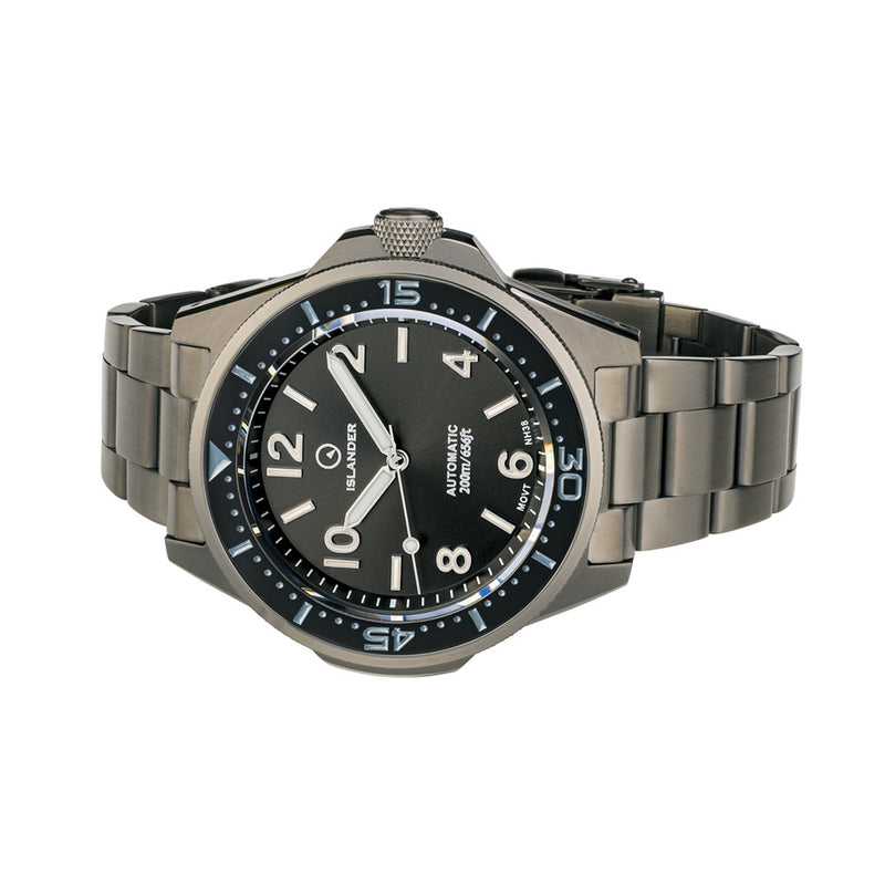Islander Roslyn Gun Metal Dive Watch with Black Dial #ISL-168 side