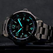 Islander Roslyn Gun Metal Dive Watch with Black Dial #ISL-168 lume