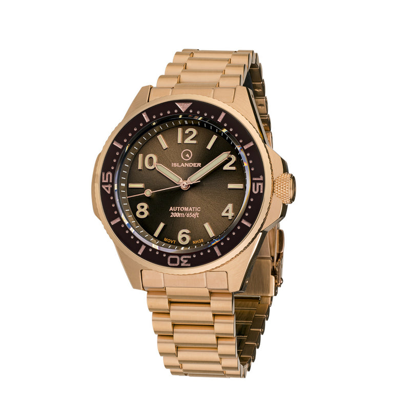 Islander Roslyn Rose Gold Dive Watch with Chocolate Brown Dial #ISL-169