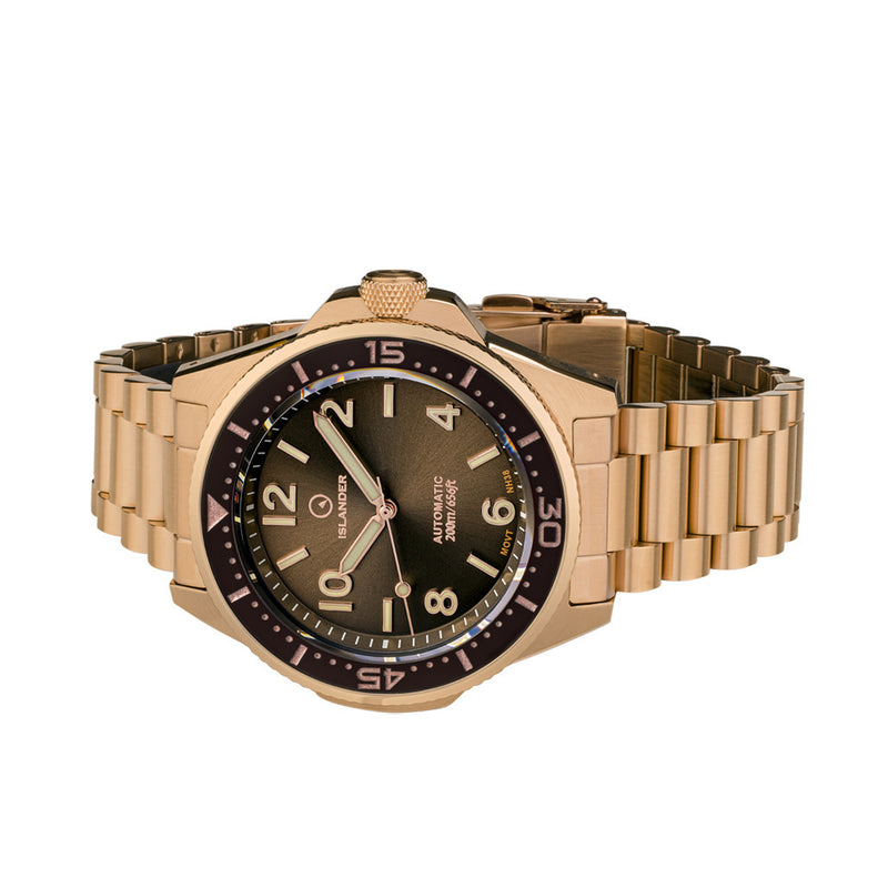Islander Roslyn Rose Gold Dive Watch with Chocolate Brown Dial #ISL-169 side
