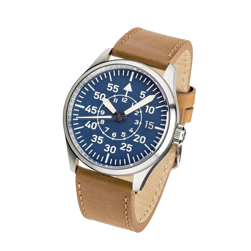 Islander Aviator Automatic Watch with Leather Strap and an Anti-Reflective Sapphire Crystal #ISL-17