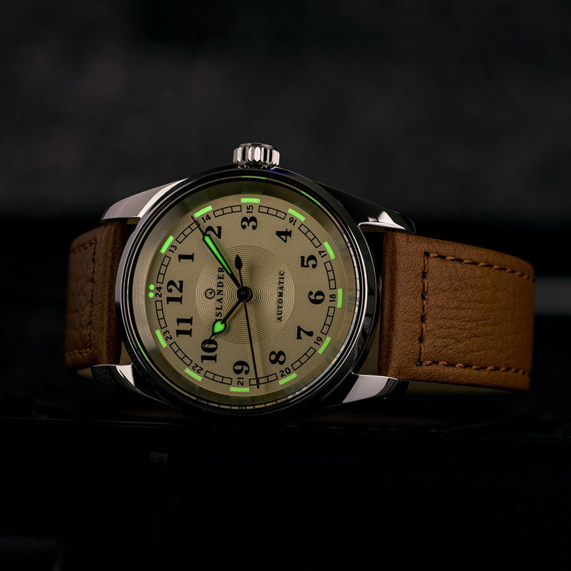 Islander Penn Automatic Railroad Watch with Vintage Gold Dial #ISL-171 lume