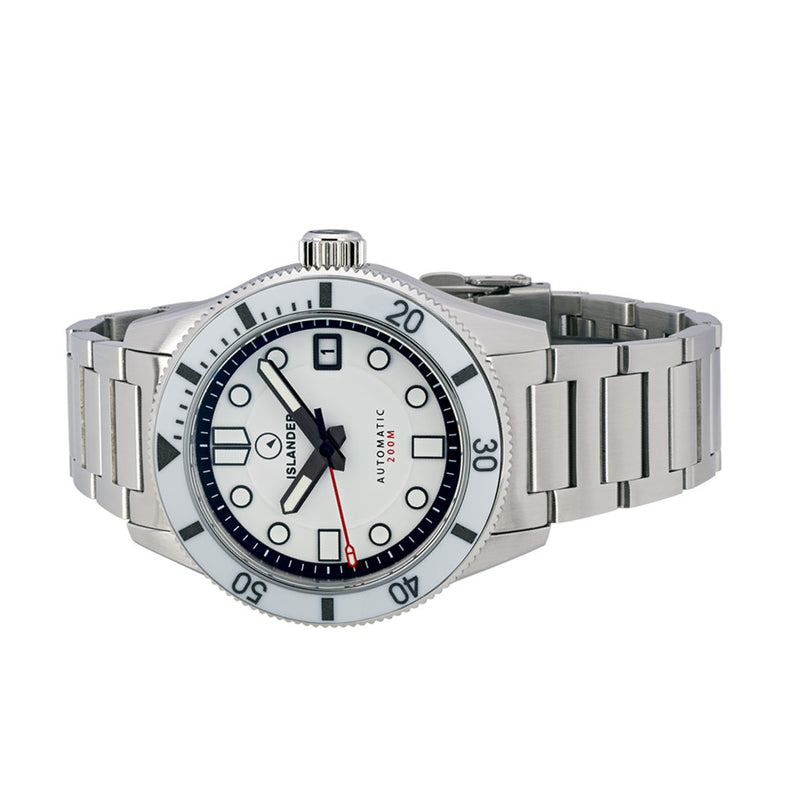 Islander "Ghost" Bayport 40mm Automatic Dive Watch with White Dial #ISL-173 side