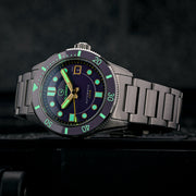 Islander Bayport 40mm Automatic Dive Watch with Purple Gilt Dial #ISL-174 lume