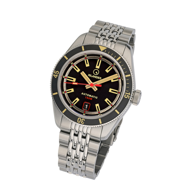 Islander Port Jefferson Skin Diver Automatic Watch with Gilt Black Dial #ISL-175 tilt